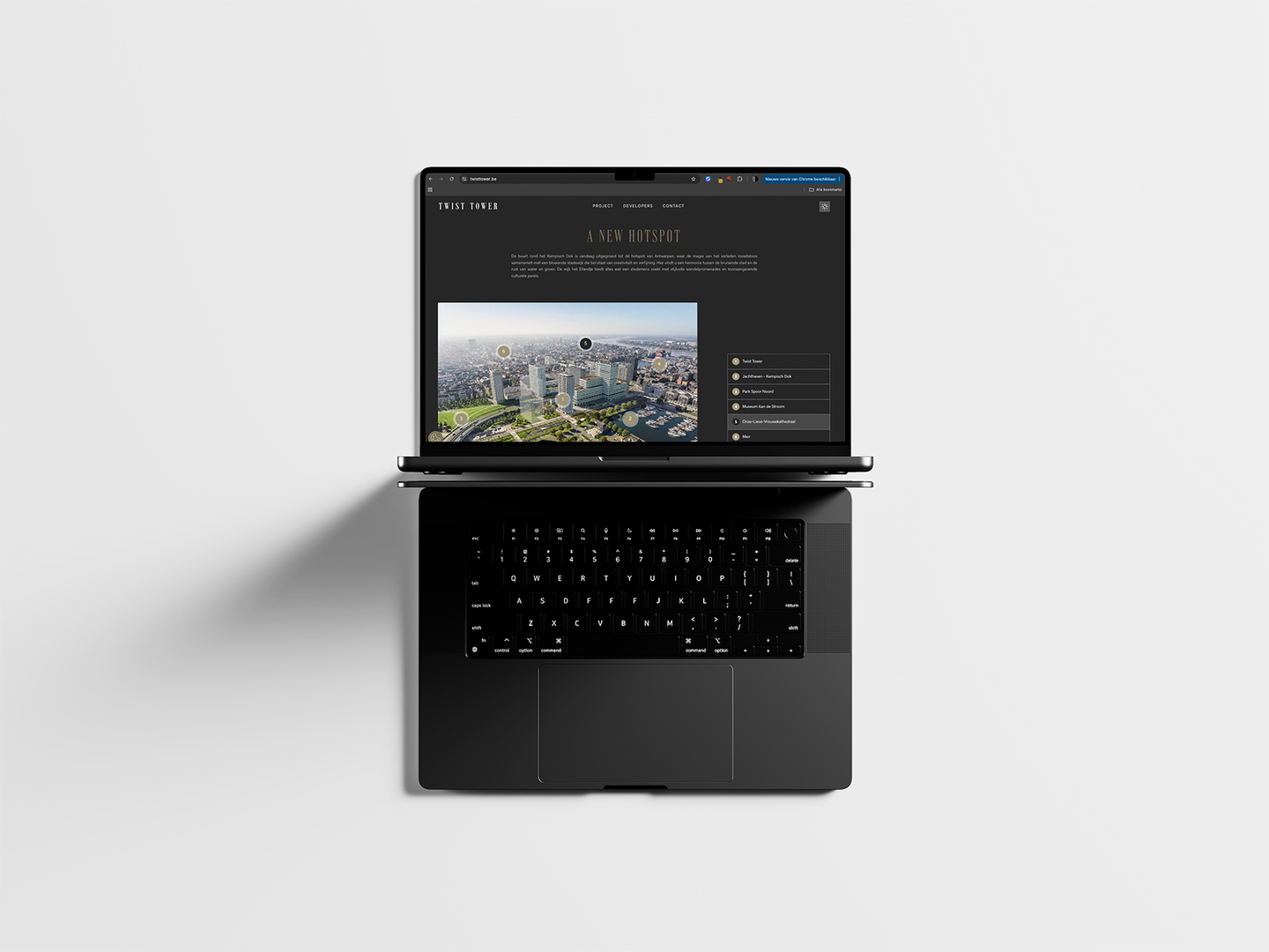 Twist Tower op laptop